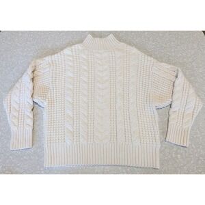Ava & Viv Chunky Fisherman Cable Knit Cream Ivory Sweater Cozy Mock Neck XL 1X